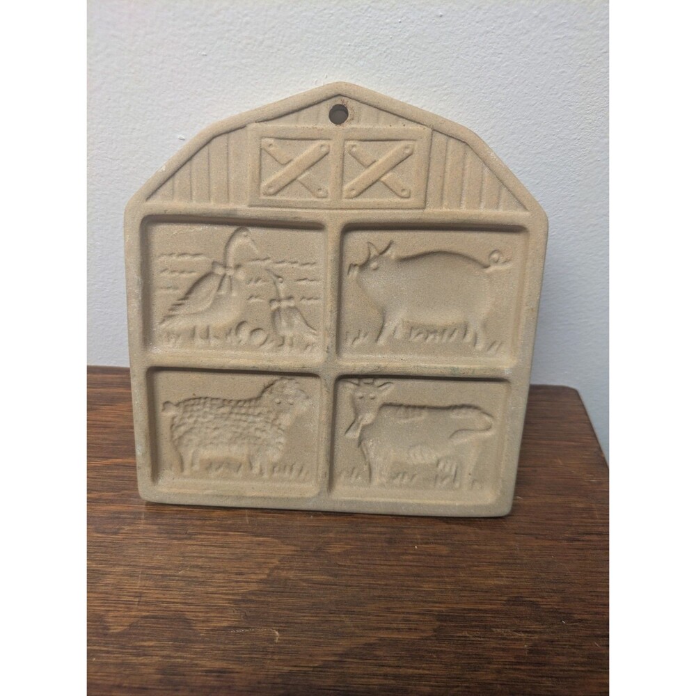 The Pampered Chef 1994 Farmyard Friends Cookie Springerle Stonewear Mold